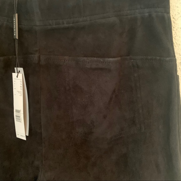 NWT ELIE TAHARI Robina Black Suede Leather Cropped Pants | $995 Retail | Size 10 - Picture 7 of 7